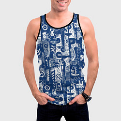 Майка-безрукавка мужская Маски туземные абстракция, цвет: 3D-черный — фото 2