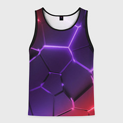 Мужская майка без рукавов Красно-фиолетовые неоновые плиты в разломе