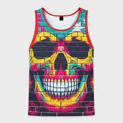 Майка-безрукавка мужская Граффити черепа - нейросеть, цвет: 3D-красный