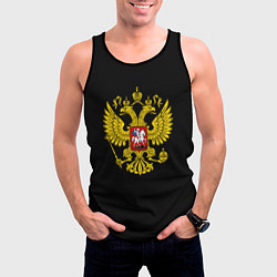 Майка-безрукавка мужская Герб РФ gold, цвет: 3D-черный — фото 2