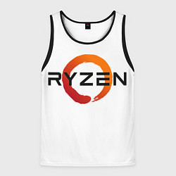 Майка-безрукавка мужская AMD ryzen logo white, цвет: 3D-черный