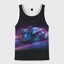 Майка-безрукавка мужская Неоновый мотоцикл абстракция, цвет: 3D-белый
