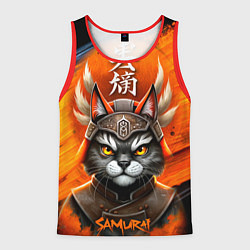 Мужская майка без рукавов Cat samurai