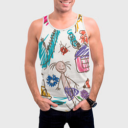 Майка-безрукавка мужская Детский принт, цвет: 3D-белый — фото 2