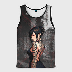 Майка-безрукавка мужская Татуированная брюнетка, цвет: 3D-черный