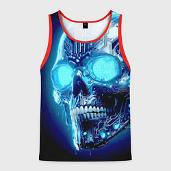 Мужская майка без рукавов Neon cyber skull - ai art