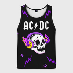 Майка-безрукавка мужская AC DC неоновый череп, цвет: 3D-черный