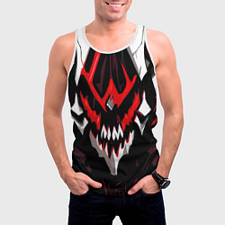 Майка-безрукавка мужская Абстрактное красное лицо монстра, цвет: 3D-белый — фото 2