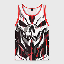 Майка-безрукавка мужская Белый череп и красные полосы на чёрном фоне, цвет: 3D-красный