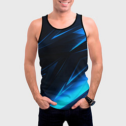 Майка-безрукавка мужская Грани неоновые текстура, цвет: 3D-черный — фото 2