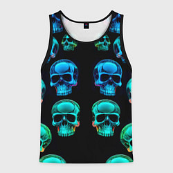 Майка-безрукавка мужская Neon skulls - ai art pattern, цвет: 3D-черный
