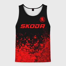 Майка-безрукавка мужская Skoda - red gradient посередине, цвет: 3D-черный
