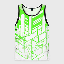 Майка-безрукавка мужская Агрессивные зелёные полосы на белом фоне, цвет: 3D-черный