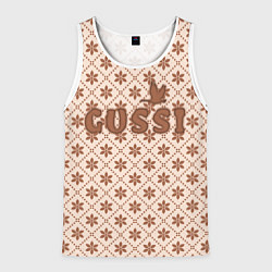 Майка-безрукавка мужская Гусси - узор в стиле Гучи, цвет: 3D-белый