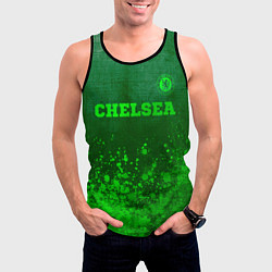 Майка-безрукавка мужская Chelsea - green gradient посередине, цвет: 3D-черный — фото 2