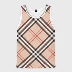 Мужская майка без рукавов Стильная клетка - шотландка, крупно