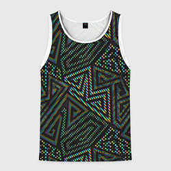 Майка-безрукавка мужская Геометрический неоновый лабиринт, цвет: 3D-белый