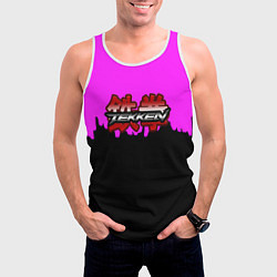 Майка-безрукавка мужская Tekken розовая геометрия, цвет: 3D-белый — фото 2