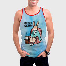 Майка-безрукавка мужская Заяц настроение осень, цвет: 3D-красный — фото 2