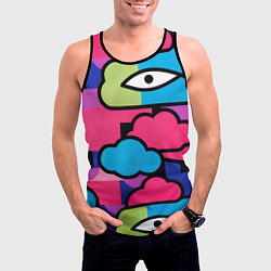 Майка-безрукавка мужская Глаза облака абстракция, цвет: 3D-черный — фото 2