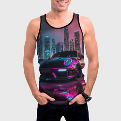 Майка-безрукавка мужская Porshe night city, цвет: 3D-черный — фото 2