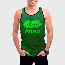 Майка-безрукавка мужская Ford - green gradient, цвет: 3D-черный — фото 2