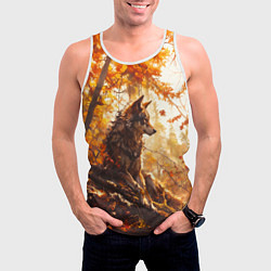 Майка-безрукавка мужская Волк на привале, цвет: 3D-белый — фото 2