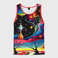 Майка-безрукавка мужская Необычная планета и космос в стиле Сальвадор Дали, цвет: 3D-красный
