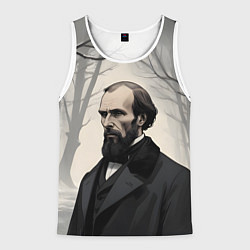 Майка-безрукавка мужская Достоевский зимняя аллея, цвет: 3D-белый