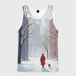 Мужская майка без рукавов Прогулка зима