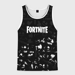 Майка-безрукавка мужская Fortnite pattern black, цвет: 3D-белый