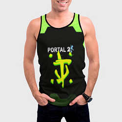 Майка-безрукавка мужская Doom x portal 2 зелёные соты, цвет: 3D-черный — фото 2