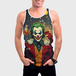 Майка-безрукавка мужская Джокер с шампанским - новый год, цвет: 3D-белый — фото 2