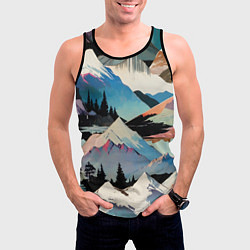 Майка-безрукавка мужская Снежные горы, цвет: 3D-черный — фото 2
