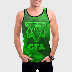 Майка-безрукавка мужская GTA - green gradient, цвет: 3D-черный — фото 2