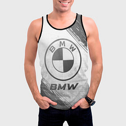 Майка-безрукавка мужская BMW - white gradient, цвет: 3D-черный — фото 2