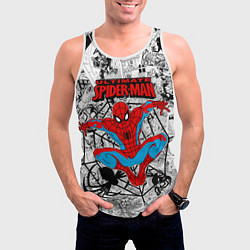 Майка-безрукавка мужская Человек паук комиксы, цвет: 3D-белый — фото 2