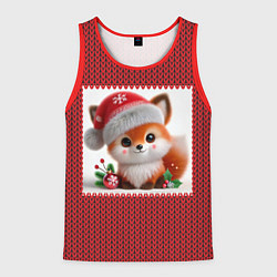 Майка-безрукавка мужская Милый новогодний лесенок ИИ, цвет: 3D-красный