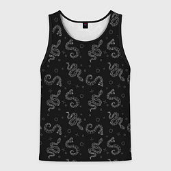 Майка-безрукавка мужская Геометрические змеи паттерн, цвет: 3D-черный