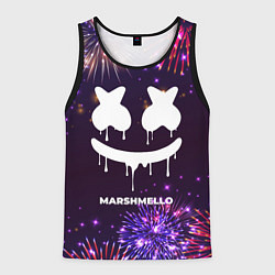 Майка-безрукавка мужская Праздничный Marshmello, цвет: 3D-черный