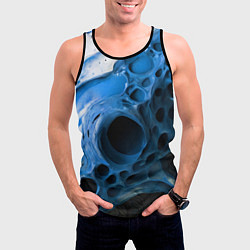 Майка-безрукавка мужская Сине-белая абстрактная структура, цвет: 3D-черный — фото 2