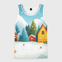 Мужская майка без рукавов Новогодний городок иллюстрация
