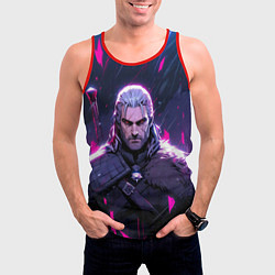 Майка-безрукавка мужская Geralt - neon rain, цвет: 3D-красный — фото 2