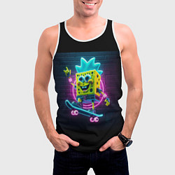 Майка-безрукавка мужская Sponge Bob on a skateboard - ai art fantasy, цвет: 3D-белый — фото 2