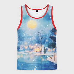 Мужская майка без рукавов Новогодняя атмосфера - акварель