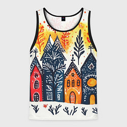 Мужская майка без рукавов Разноцветные новогодние дома