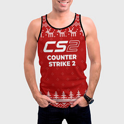 Майка-безрукавка мужская Новогодний Counter Strike 2 с оленями, цвет: 3D-черный — фото 2