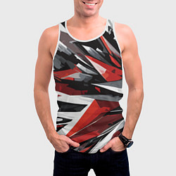 Майка-безрукавка мужская Чёрно-красно-белая абстракция, цвет: 3D-белый — фото 2