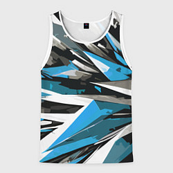 Мужская майка без рукавов Чёрно-сине-белая абстракция