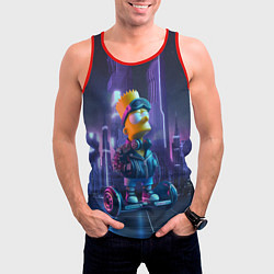 Майка-безрукавка мужская Bart Simpson on a gyro scooter - ai art, цвет: 3D-красный — фото 2